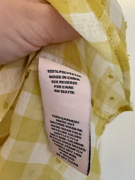 Nanette Lepore Yellow and White Gingham Button-Front Blouse - Picture 4 of 7